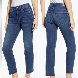 Edwin Denim Jeans 30 Raw Edge Hem Straight Leg Medium Rise Designer Comfort 30